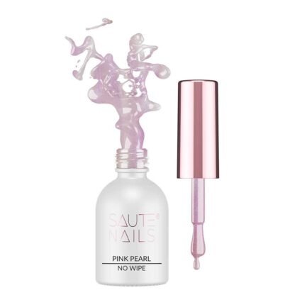 Saute Nails Pink Pearl Top 8ml non-sticky gel polish top coat.