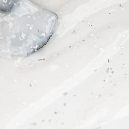 Inocos Potal Flake gel polish base 15ml. Milky White with Silver Flakes - Image 4