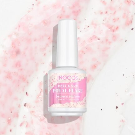 Inocos Potal Flake Gel Polish Base 15ml. Milky White With Pink Flakes